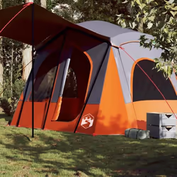 vidaXL Tente de camping de cabine 5 personnes gris orange imperméable
