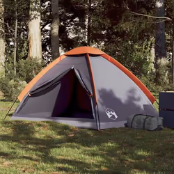 vidaXL Tente de camping à dôme 2 personnes gris et orange imperméable