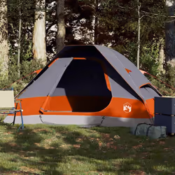 vidaXL Tente de camping à dôme 2 personnes gris et orange imperméable