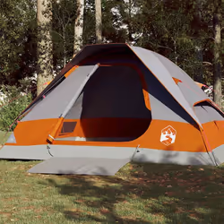 vidaXL Tente de camping à dôme 4 personnes gris et orange imperméable