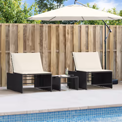 VidaXL 368422 chaise d'extérieur Linge Siège rembourré Polyuréthane, Acier, Verre trempé Crème, Blanc - Vue supplémentaire 4