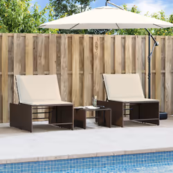 VidaXL 368423 chaise d'extérieur Terrace Siège rembourré Polyuréthane, Acier, Verre trempé Crème, Blanc - Vue supplémentaire 4