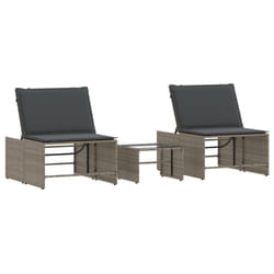 VidaXL 368424 chaise d'extérieur Linge Siège rembourré Polyuréthane, Acier, Verre trempé Gris