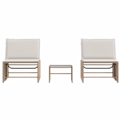 VidaXL 368426 chaise d'extérieur Terrace Siège rembourré Polyuréthane, Acier, Verre trempé Crème, Blanc - Vue supplémentaire 6