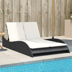 Vidaxl - Chaise longue avec coussins noir 114x205x73 cm résine tressée
