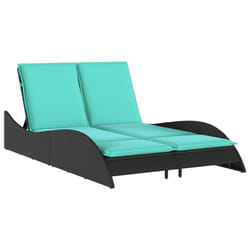 Chaise Longue Avec Coussins Noir 114x205x73 Cm Résine Tressée Vidaxl