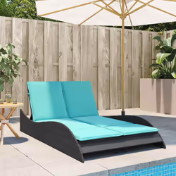 Chaise Longue Avec Coussins Noir 114x205x73 Cm Résine Tressée Vidaxl - Vue supplémentaire 2