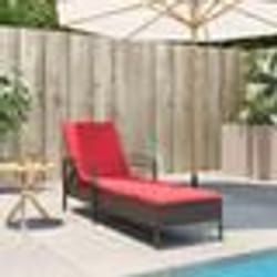 vidaXL Chaise Longue avec Coussin Marron 63x200x81 cm Poly Rattan