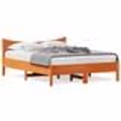 vidaXL Cadre de lit sans matelas cire marron 140x190cm bois pin massif - 140 x 190 cm