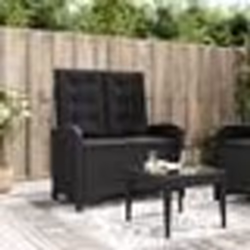 vidaXL Banc inclinable de jardin avec coussins noir résine tressée