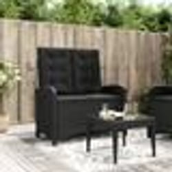 vidaXL Banc inclinable de jardin avec coussins noir résine tressée