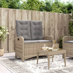 Vidaxl - Banc inclinable de jardin avec coussins beige résine tressée