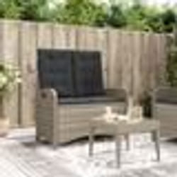vidaXL Banc inclinable de jardin et coussins gris clair résine tressée
