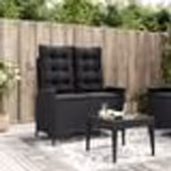vidaXL Banc inclinable de jardin avec coussins noir résine tressée