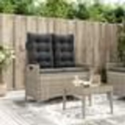 vidaXL Banc inclinable de jardin et coussins gris clair résine tressée