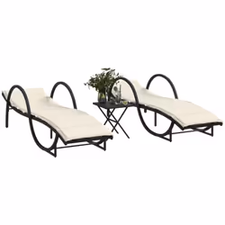 Détendez-vous et profitez du plein air avec ces chaises longues confortables ! Matériau durable : la résine tressée, égalemen ...
