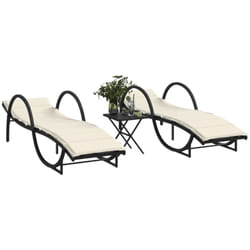 Vidaxl - Chaises longues lot de 2 avec table noir résine tressée