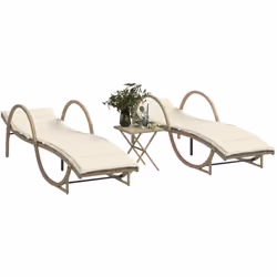 Détendez-vous et profitez du plein air avec ces chaises longues confortables ! Matériau durable : la résine tressée, égalemen ...