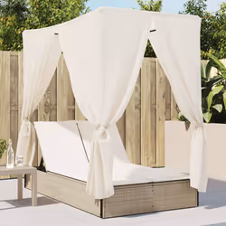 VidaXL 368076 chaise d'extérieur Linge Siège rembourré Polyuréthane, Acier Crème, Blanc