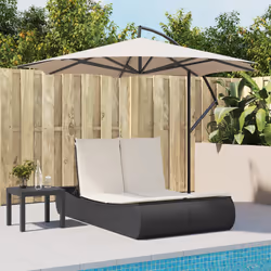 VidaXL 368090 chaise d'extérieur Linge Siège rembourré Polyuréthane, Acier Crème, Blanc