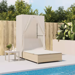 VidaXL 368103 chaise d'extérieur Linge Siège rembourré Polyuréthane, Acier Crème, Blanc