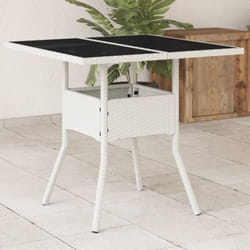 Vidaxl - Table de jardin dessus en verre blanc 80x80x75cm résine tressée