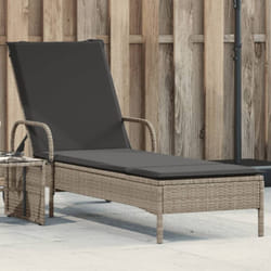 Vidaxl - Chaise longue avec roues et coussins gris clair résine tressée