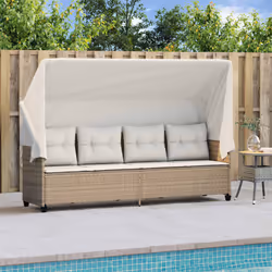 VidaXL 368339 chaise d'extérieur Linge Siège rembourré Polyuréthane, Acier Crème, Blanc