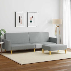 Vidaxl - Canapé-lit à 2 places avec repose-pied gris clair tissu