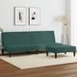 vidaXL Canapé-lit à 2 places avec repose-pied vert foncé velours