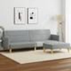 vidaXL Canapé-lit à 2 places avec repose-pied gris clair tissu