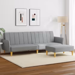 Ce canapé-lit avec repose-pied est une solution parfaite pour accueillir des invités pour la nuit tout en offrant un espace c ...