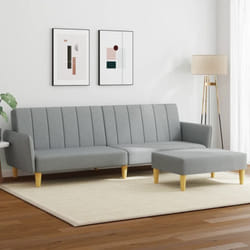 Vidaxl - Canapé-lit à 2 places avec repose-pied gris clair tissu