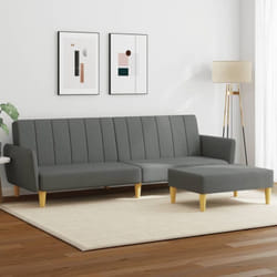 Vidaxl - Canapé-lit à 2 places avec repose-pied gris foncé tissu