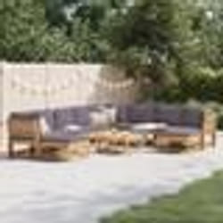 vidaXL Salon de jardin avec coussins 11 pcs bois massif d'acacia