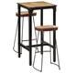 vidaXL Ensemble de bar 3 pcs bois de manguier brut massif et métal ensemble de pub ensemble de meubles table de bar 3216419