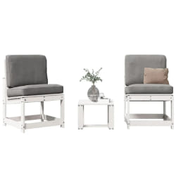 vidaXL Salon de jardin 3 pcs blanc bois massif de pin