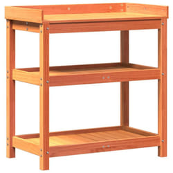 Vidaxl - Table de rempotage avec étagères marron bois massif de pin