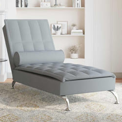 Vidaxl - Chaise longue de massage avec traversin gris clair tissu