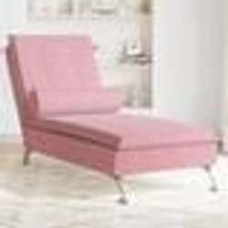 vidaXL Chaise longue de massage avec traversin rose velours