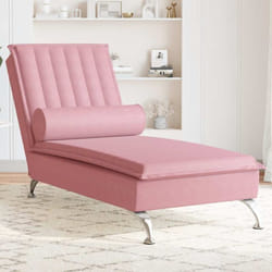 Vidaxl - Chaise longue de massage avec traversin rose velours