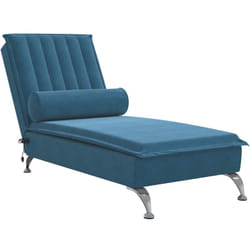 Chaise longue de massage avec traversin bleu velours