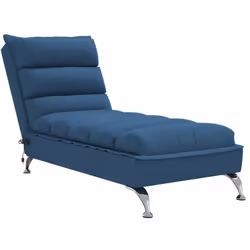 vidaXL Chaise longue de massage avec coussins bleu tissu