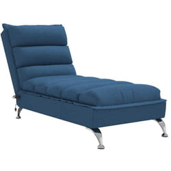vidaXL Chaise longue de massage avec coussins bleu tissu