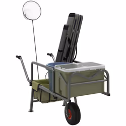 Ce chariot de pêche pratique est idéal à transporter pour la pêche et le camping. Matériau stable : l'acier est un matériau e ...