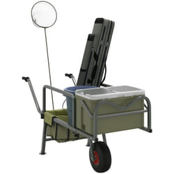 Vidaxl - Chariot de pêche vert avec roue acier enduit de poudre