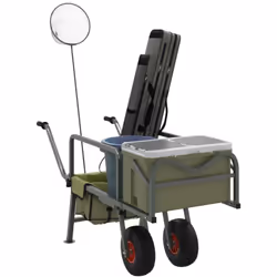 Ce chariot de pêche pratique est idéal à transporter pour la pêche et le camping. Matériau stable : l'acier est un matériau e ...