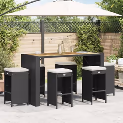 vidaXL Tabourets de bar de jardin et coussins lot de 6 résine tressée
