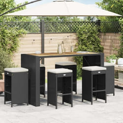 vidaXL Tabourets de bar de jardin et coussins lot de 6 résine tressée