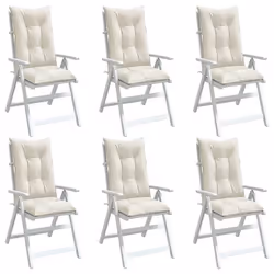 vidaXL Coussins de chaise à dossier haut lot de 6 crème mélangé tissu
